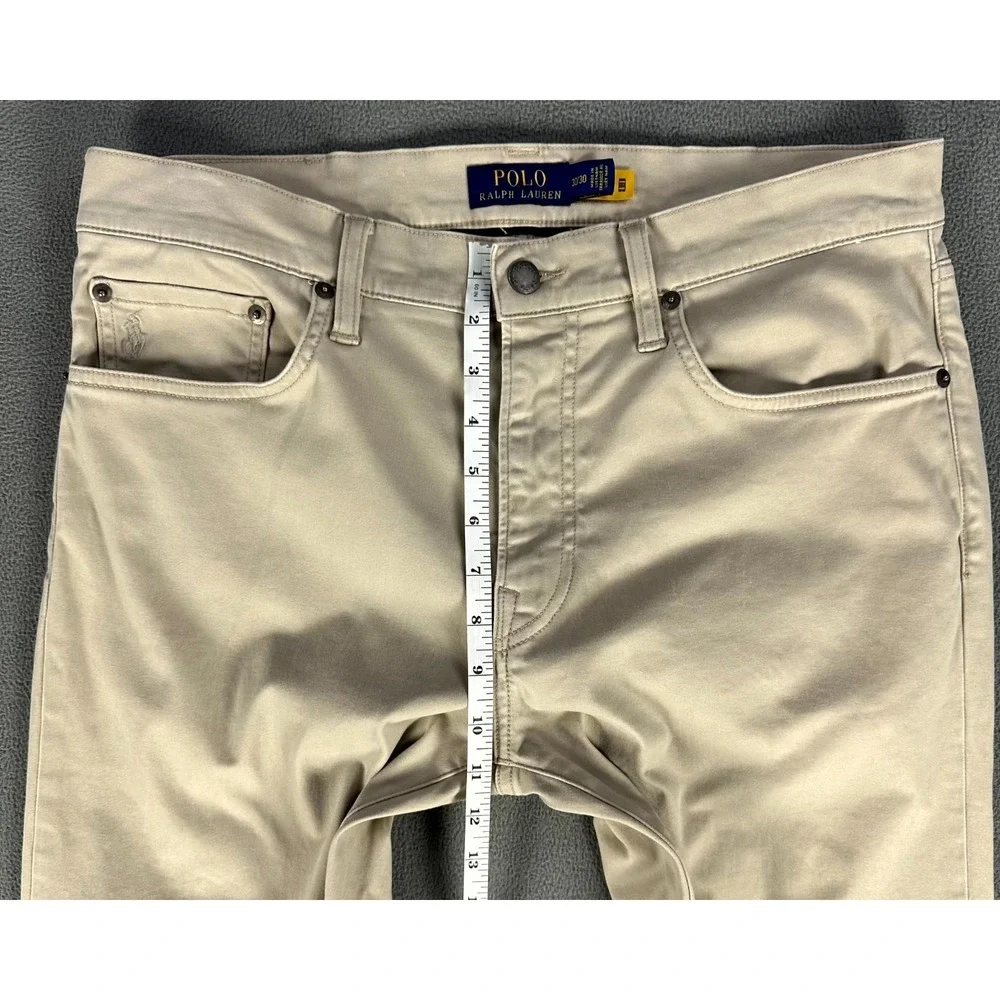 Polo Ralph Lauren Pants Mens 32x30 Beige Varick‎ Slim Straight Sateen Pony Logo
